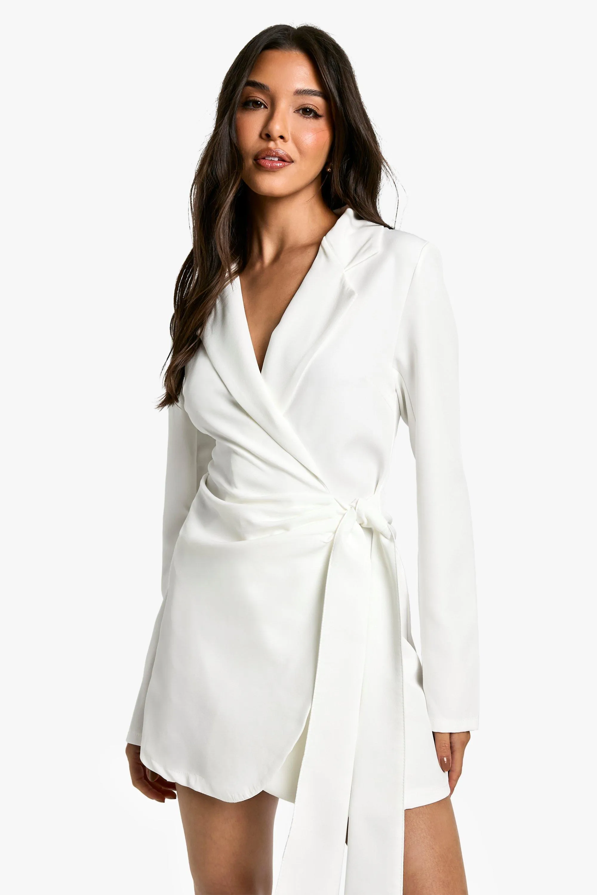 Wrap Drape Front Tailored Blazer Dress