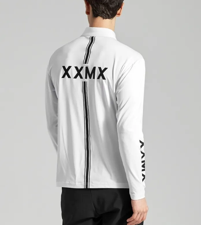 XEXYMIX  |Street Style Long Sleeves Plain Logo Polos