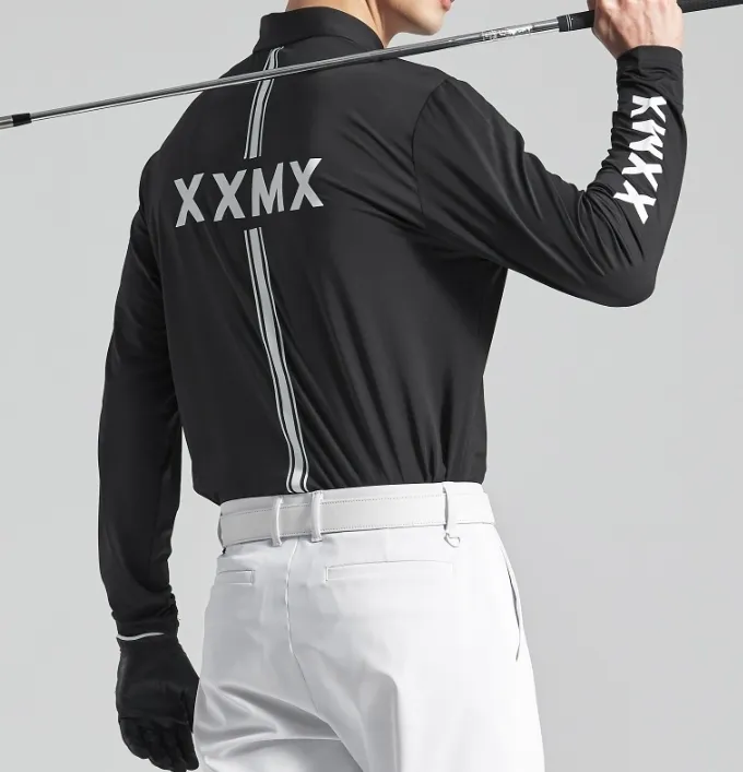 XEXYMIX  |Street Style Long Sleeves Plain Logo Polos