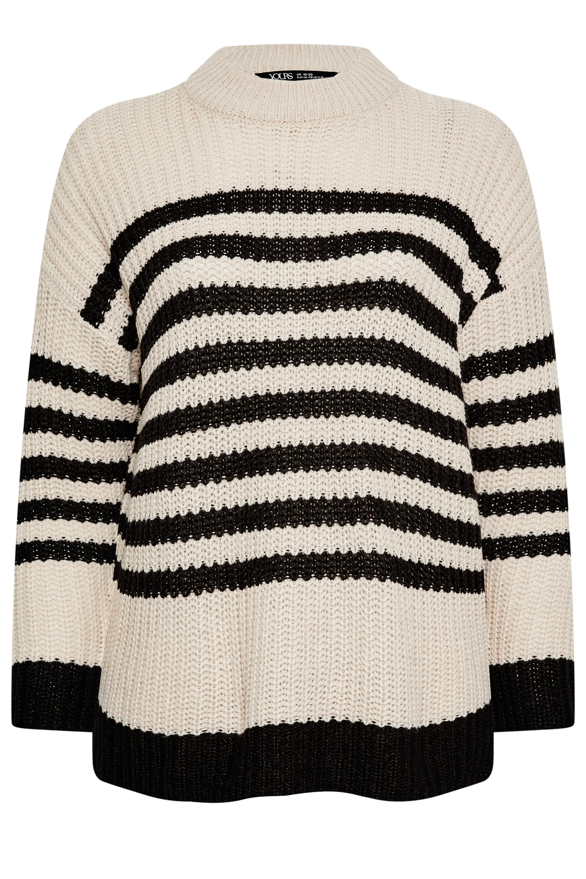 YOURS Curve Cream Stripe Chunky Knit Jumper