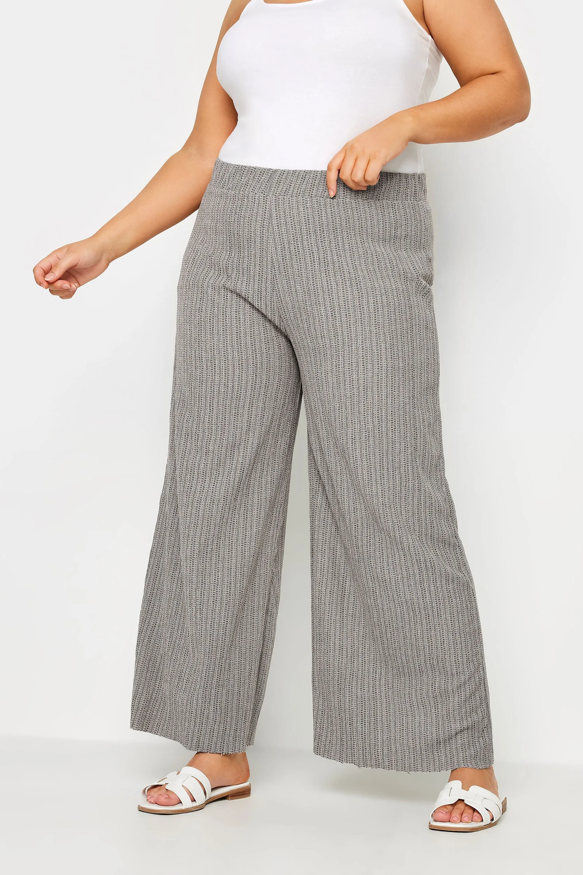 YOURS Curve Grey Wide Leg Trousers