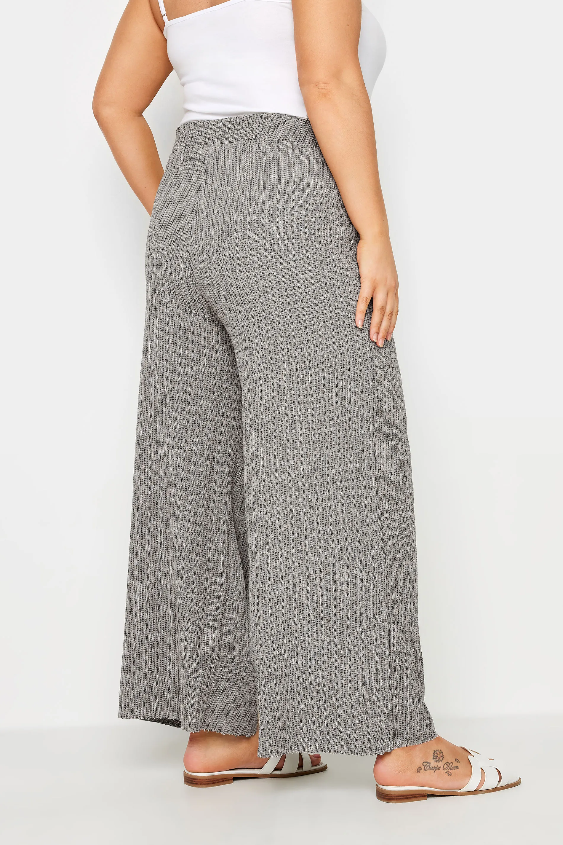 YOURS Curve Grey Wide Leg Trousers